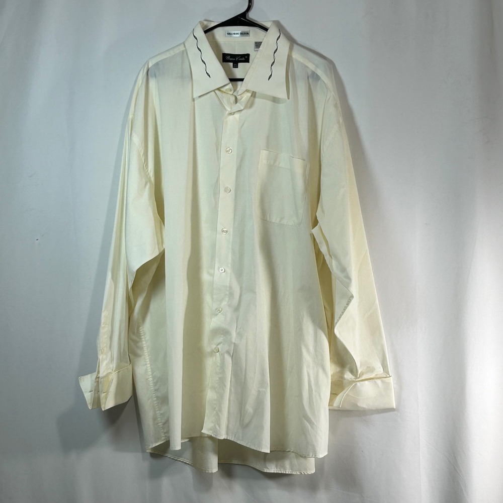 Bruno Conte Men's Cream Dress Shirt Single Needle‎ Tailoring Size 19.5 36/37